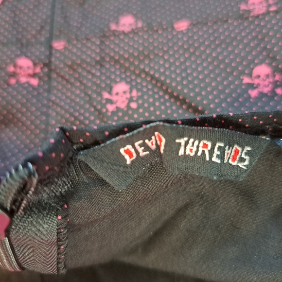 Dead Threads Goth Dress 1950s Retro Style Pin Up Pink Black Skull Halloween Sz M - Picture 11 of 11